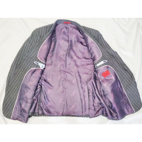 Elie Balleh Mens Grey Chalk Stripe Single Button Sport Coat Blazer Jacket XXL - Picture 9 of 9